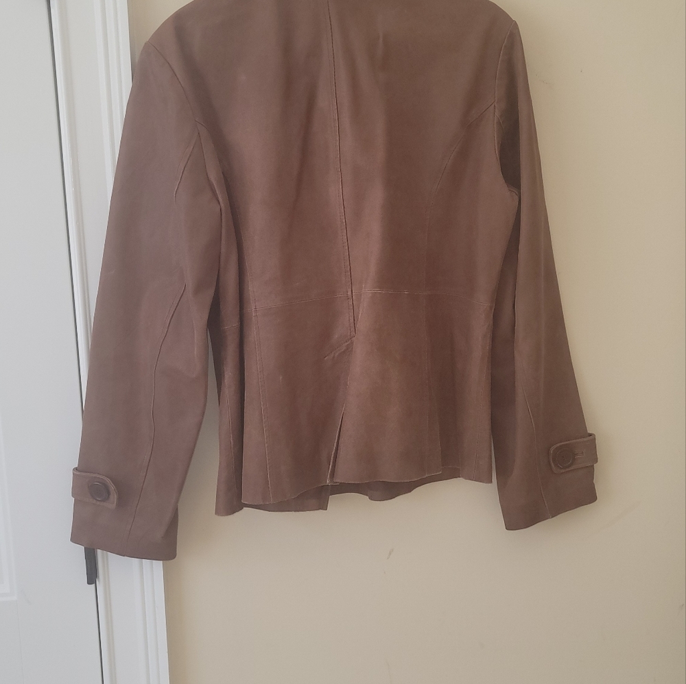 NWOT New York & Company Brown Distressed Genuine Leather Blazer Jacket Coat - Picture 11 of 12